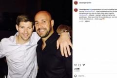 杰拉德社交媒體曬照祝福雷納：在利物浦與你并肩作戰是我的榮耀